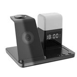 6-in-1 Wireless Charging Station for Multiple Devices with Alarm Clock and Night Light for Samsung Devices