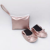 Foldable Women's Indoor Ballet Flats Roll-Up Dance Shoes Pink