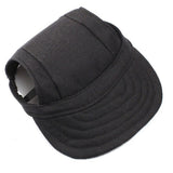 Pet Baseball Cap with Ear Holes Adjustable Strap for Dogs Cats Black