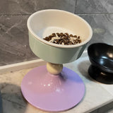 Adjustable Elevated Cat Bowl Ceramic Anti-Tip Pet Feeder Purple