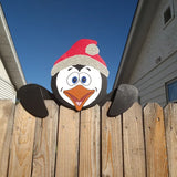 Christmas Fence Peeker Decoration Christmas Theme DIY Outdoor Garden Fence Signs for Home Yard Decoration Style 3