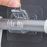10 Pcs Self Adhesive No Drill Adjustable Curtain Rod Holder Hooks Brackets For Smooth Surface Transparent