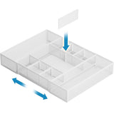 Adjustable Desktop Drawer Organizer Expandable Basket with Dividers for Home White