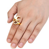 Stainless Steel Industrial Punk Ring Wrench Shape for Men and Women Gold