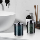 4 PCS Qtip Holder Set Bathroom Jars with Lids Set for Cotton Swabs Balls Pads Black