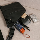 Anti-theft Sling Chest Pack for Men PU Leather Crossbody Shoulder Bag Black