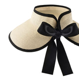 Adjustable Foldable Sun Visor Hat Wide Brim Open Top for Outdoor Beige