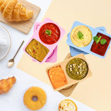 3Pcs Silicone Dual-Compartment Sauce Containers Reusable Snack Containers with Lids for Travel Office Picnic