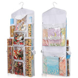 Hanging Wrapping Paper Storage Bag Double-Sided Gift Wrap Organizer Holder White