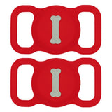 2PCS Silicone Protective Holder Portable Anti Lost Cover Compatible for AirTag and Pet Collar Red