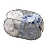 Popup Mesh Laundry Basket with 2 Compartments Folding Laundry Hamper Gray
