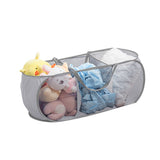 Popup Mesh Laundry Basket with 3 Compartments Folding Laundry Hamper Gray