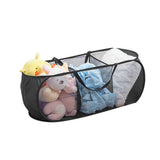 Popup Mesh Laundry Basket with 3 Compartments Folding Laundry Hamper Black