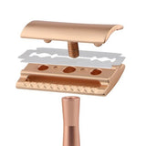 Matte Double Edge Safety Razor Manual with 10 Blades for Men Shaving Rose Gold