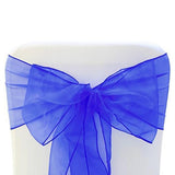 10 Pcs Organza Wedding Chair Sashes Bow Back for Party Decor Blue