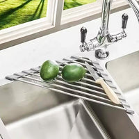 Triangle Dish Drying Rack Roll-Up Over-The-Sink Drainer Organizer for Sink Corners (Copy)