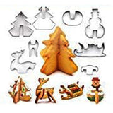 18PCS Stainless Steel Christmas Cookie Cutter Set with 3D Gingerbread House Shapes