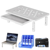 Computer Monitor Laptop Riser Desktop Organizer Space Saver Adjustable Height White