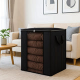Clothes Storage Foldable Thick Fabric Blanket Storage Bags With Handle Black