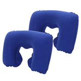 2PCS Inflatable Travel Neck Pillow for Car Plane Soft Velvet PVC Portable Royal Blue