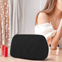 Travel Makeup Bag Puffy Padded Cosmetic Organizer Case Wide Opening Toiletry Pouch Black