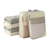 10Pcs Compression Packing Cubes Suitcase Organizer Bag Luggage Storage Beige