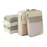10Pcs Compression Packing Cubes Suitcase Organizer Bag Luggage Storage Beige