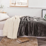 Soft Double-Sided Throw Blanket  Fuzzy Warm Reversible Blanket for Couch Bed Sofa Grey