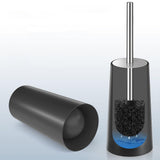 2 PCS Toilet Brush Set with 304 Stainless Steel Handle and Holder Black
