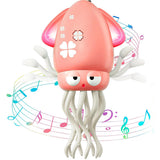 Dancing Electric Octopus Toy – Crawling Musical Squid for Tummy Time Pink