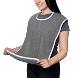 2 Pack Bibs for Men Women Washable Clothing Protector Bibs with Hook and Loop Closure for Meals Cooking Crafts Daily Activities Gray