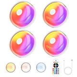 4PCS RGB Shower Light Rechargeable Waterproof 12 Colors with Remote Timer