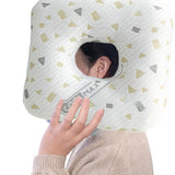 Square Ear Piercing Pillow for Side Sleepers with Central Ear Hole Grey