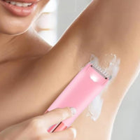 Dual Head Electric Hair Shaver for Women Painless Bikini Trimmer for Leg Arm Body Face Pink