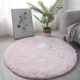 Round Plush Area Rug Soft Fluffy Floor Mat with Dotted Backing for Bedroom Living Room Sofa Area Home Decor Pink