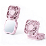 Mini Foldable Neck Hanging Fan Portable USB Rechargeable Personal Cooler Pink