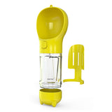 4 in1 Pet Feeder Dog Cat Puppy Water Bottle Cup Travel Pooper Scooper Outdoor Yellow