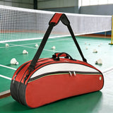 Badminton Racket Bag Holds 4-6 with Shoe Compartment Shoulder Strap Red