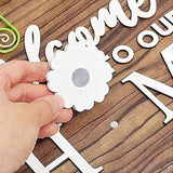 Interchangeable Seasonal Welcome Sign Round Wood Wreaths Hanging Decoration for Outdoor Porch