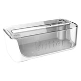 Plastic Butter Dish with Lid and Scale Line Butter Container with 180 Degrees Rotating Sealing Flip-Top for Countertop Fridge White