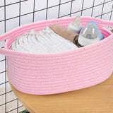 Gift Basket With Bag And Ribbons Woven Storage Basket With Handle - Pink