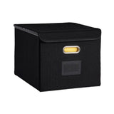 Collapsible File Organizer Box with Lid Folder Storage for Office Documents Black