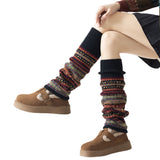 1 Pair Winter Multicoloured Socks Women Leg Warmer Gifts Black