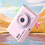8X Zoom Digital Camera Point And Shoot Camera with 32GB Memory Card for Students Pink