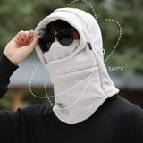 3-in-1 Winter Cycling Balaclava Thermal Fleece Face Mask Light Gray