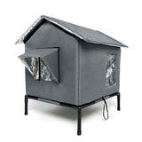 Cat House for Outside Winter Insulated Cat Shelter for Small to Medium Cats Grey