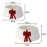 Christmas Tree Skirt Collar with Bow for Stand and Wire Cover White