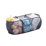 Popup Mesh Laundry Basket with 3 Compartments Folding Laundry Hamper Navy