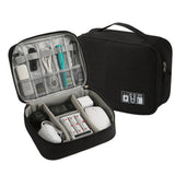 Large Travel Organizer Bag for Electronics with Adjustable Dividers Black