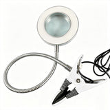 5X Magnifying Glass with LED Light 3 Color Modes Adjustable Desk Magnifier with Clip for Reading Crafts Silver